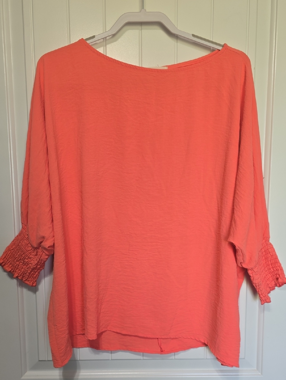 Impressions Coral Smocked Cuff Boatneck Blouse